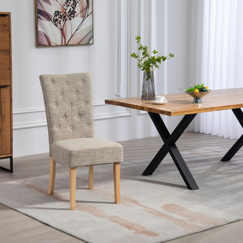 image 1 of Set of 2 Pienza Fabric Dining Chairs - Brown
