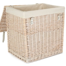 Large Boutique White Wash Storage Laundry Hamper With Lining | White | White