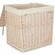 image 1 of Large Boutique White Wash Storage Laundry Hamper With Lining | White | White