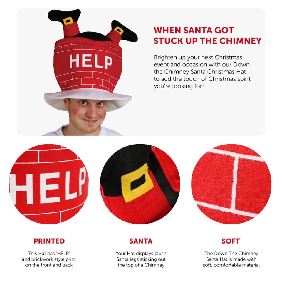 image 1 of Santa Stuck in Chimney Hat | Multi | 12