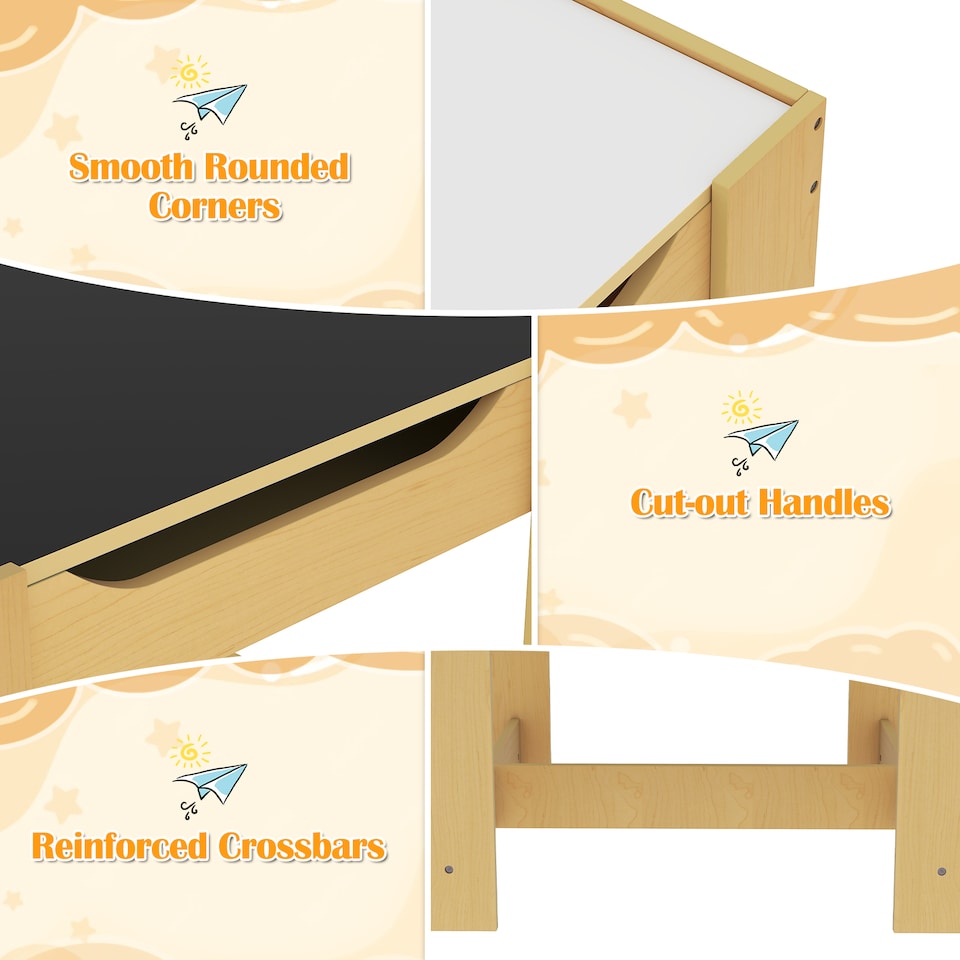 image 1 of COSTWAY Kids Multifunctional Table and 2 Chairs Set Pink