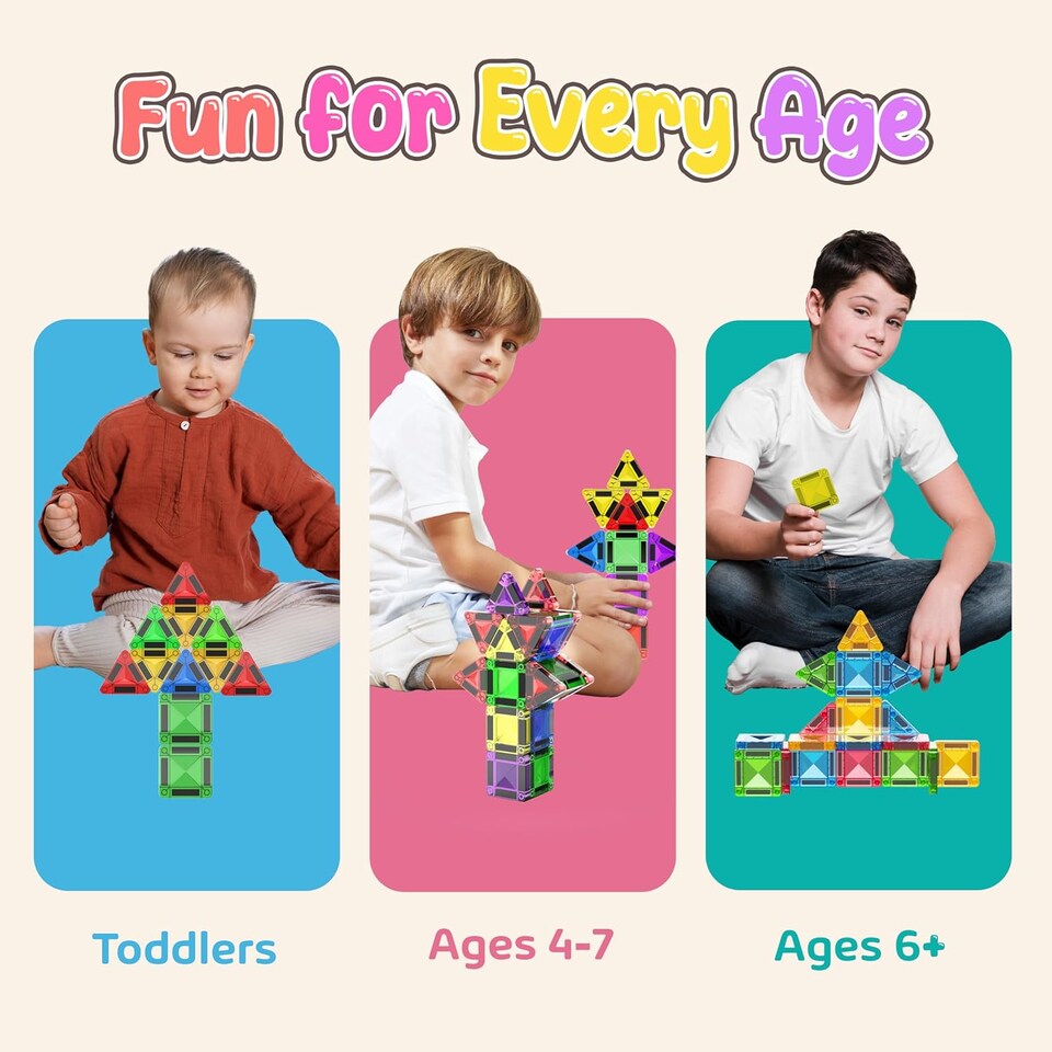 image 1 of Desire Deluxe Micro Magnetic Tiles Building Blocks Toy STEM Educational Travel Size Magnetics Blocks for Kids, Preschool Sensory Montessori Toddler Magnetic Toys for Boys & Girls 3 plus Years Old 18PCS Multicolour