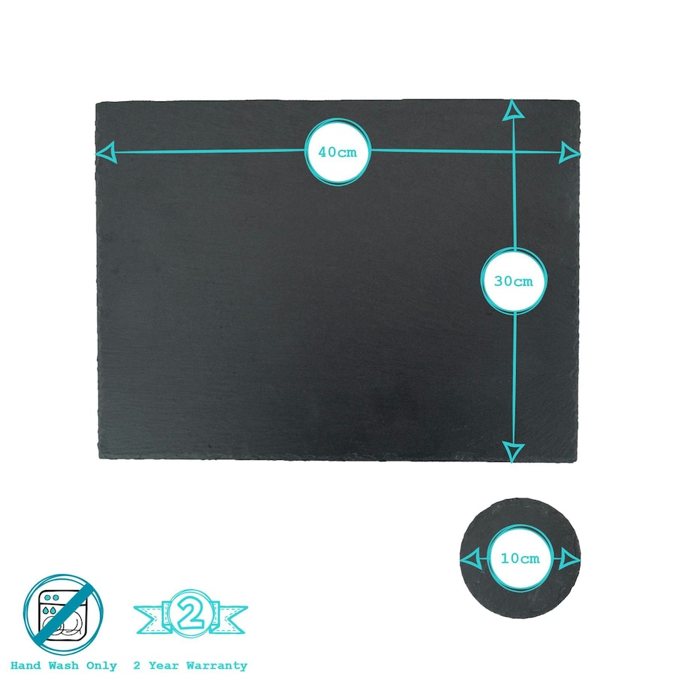 image 1 of Argon Tableware Slate Placemats & Coasters Set - 40cm x 30cm - Grey Grey