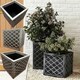 image 3 of 1 x Square Lazio Effect Large Pewter Gray Patio Planter Ideal For Flowers & Plants | Grey