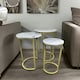 image 2 of Set Of 3 Gold Nesting Tables With Faux Marble Top White