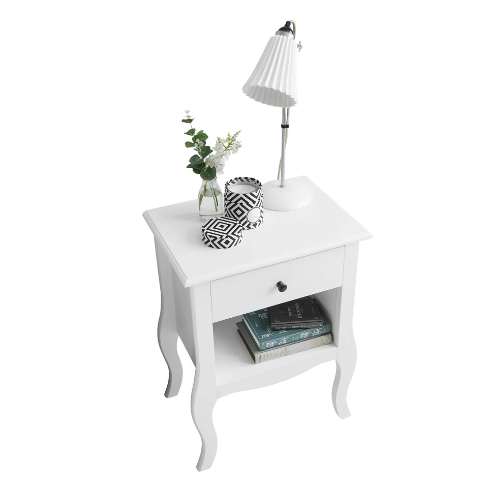 image 1 of Camille Bedside Table 1 Drawer in Classic White