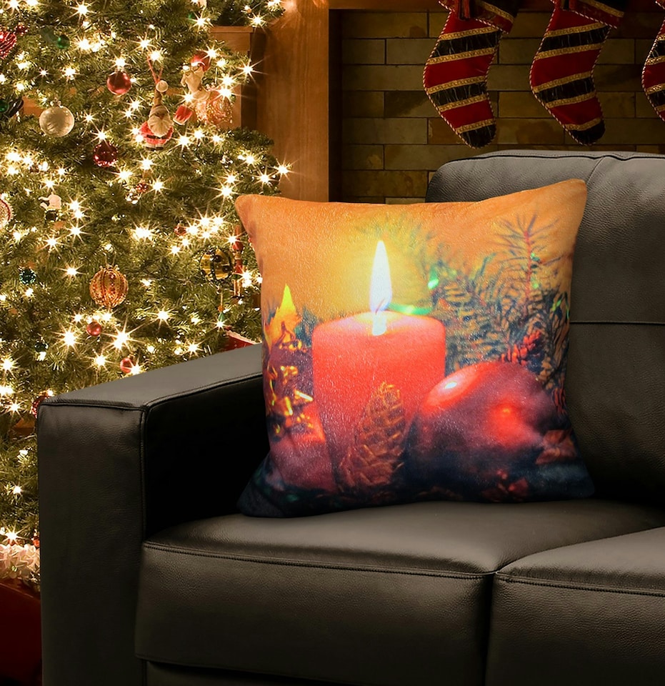 Xmas Festive Led Cushion - 43cm x 43cm | Red