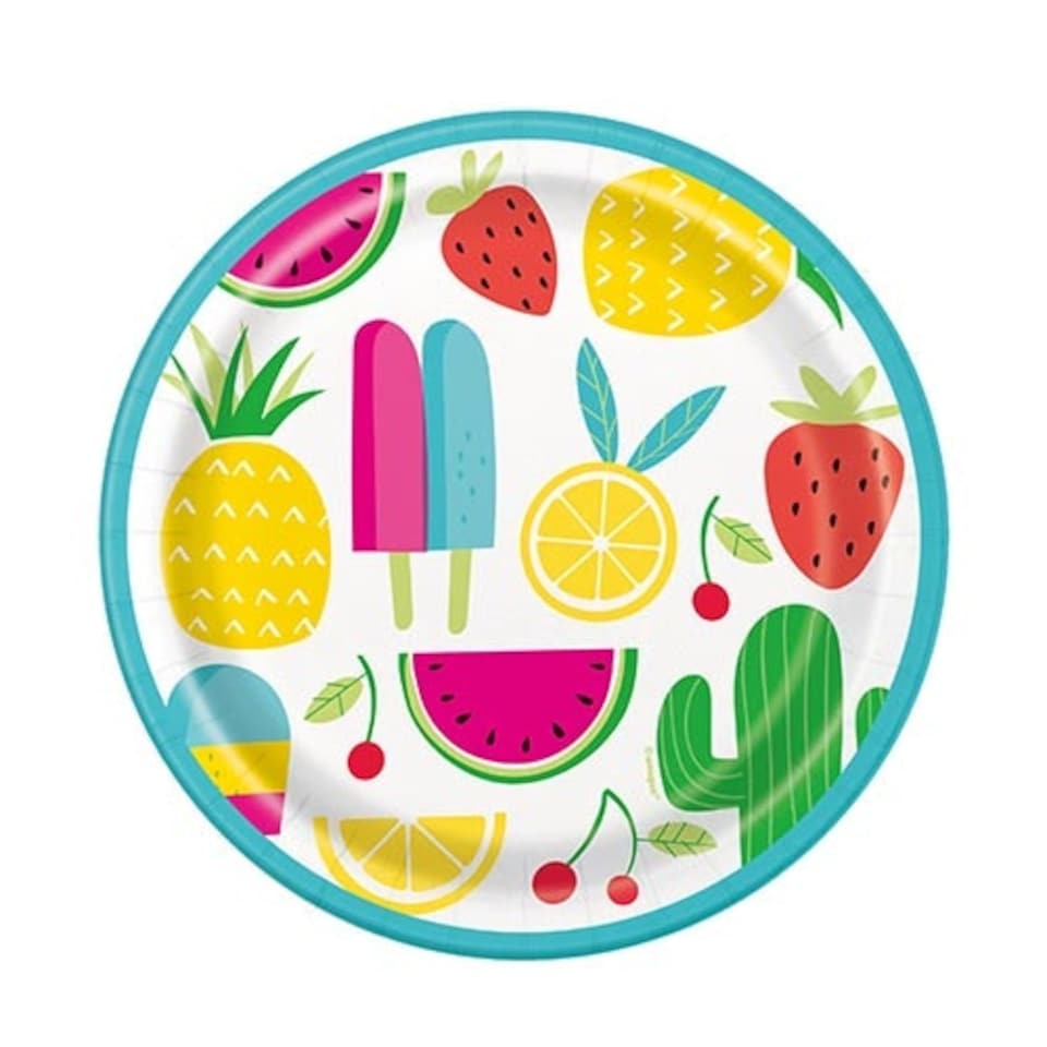 Summer Sweet & Succulent Round Paper Plates 18cm - Pack of 8
