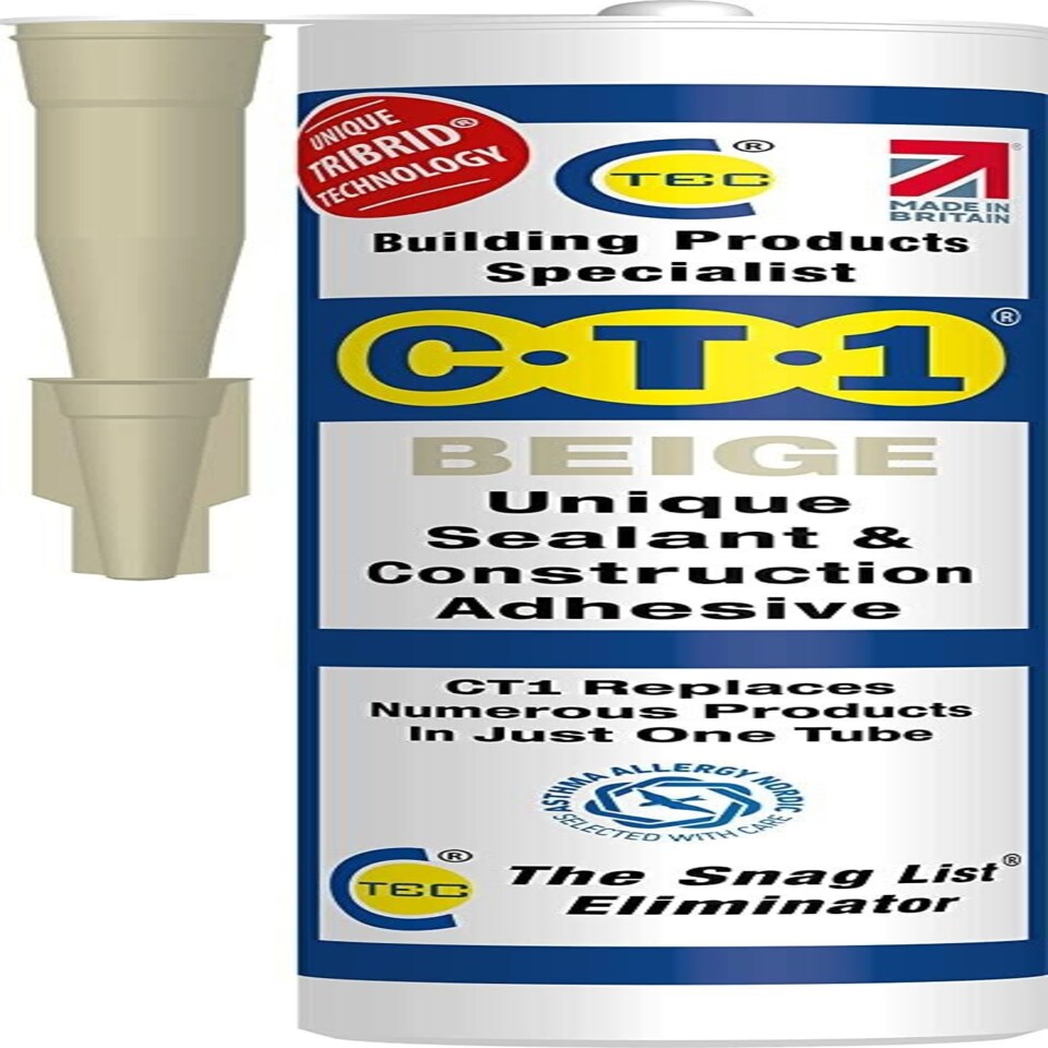 image 1 of CT1 Beige Construction Sealant Adhesive Tube for Virtually Any Material Pack 12