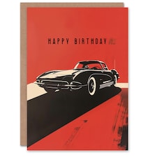 Sports Car Bold Red White High Contrast Man Him Birthday Card