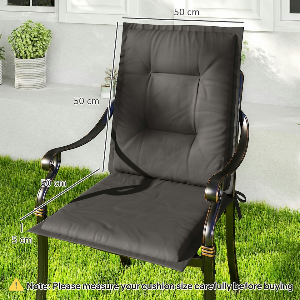 image 1 of Outsunny Set of 4 Garden Chair Cushions, Outdoor Seat Pads, White