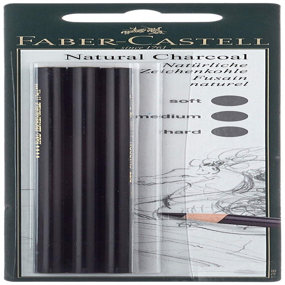 Faber-Castell - PITT Natural Charcoal Pencils Blister of 3