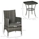 image 7 of Outsunny Rattan Bistro Set Garden Chair Table Patio Outdoor, Mixed Grey