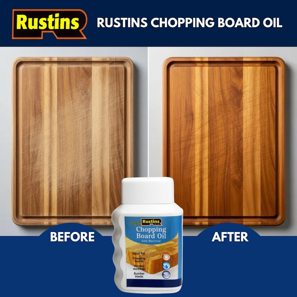 image 1 of Rustins Chopping Board Oil Clear Quick Dry Antibacterial Food Safe 250ml