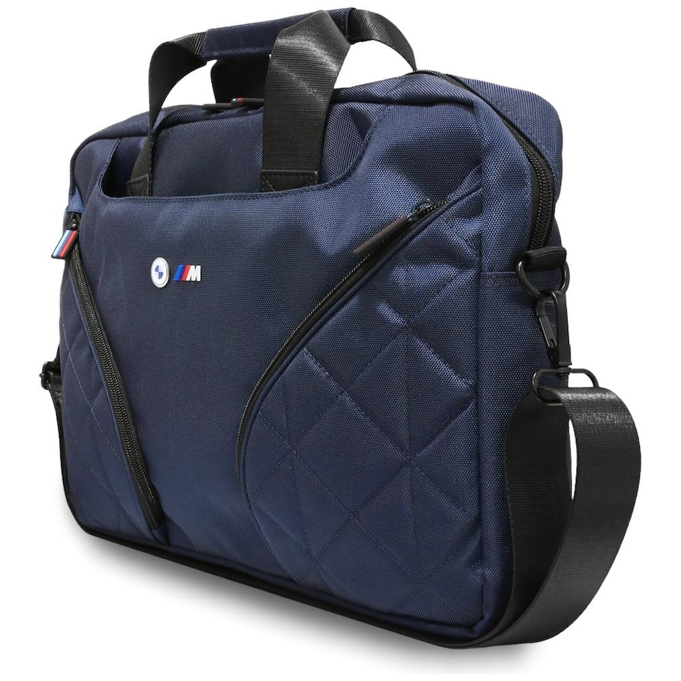 image 1 of BMW M Series Nylon Pockets 16 Laptop Bag with Metal Logo Navy Blue - MBCB15PNYPOV