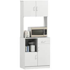 HOMCOM Freestanding Kitchen Cabinet Storage Unit Pantry Cupboard, White