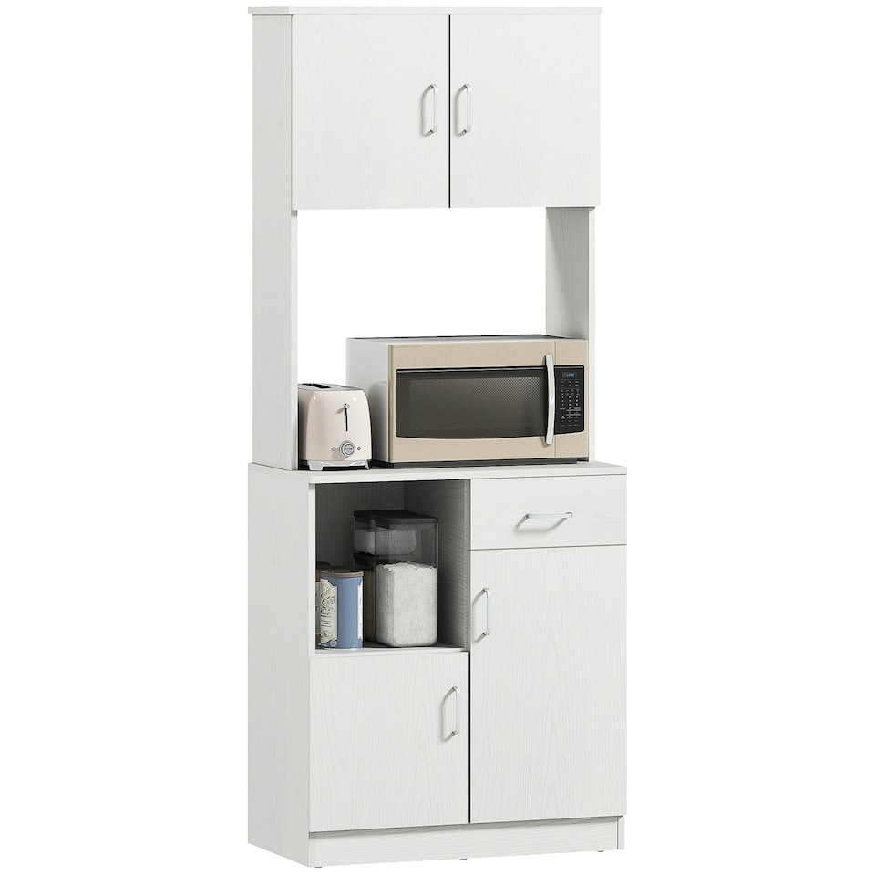 image 1 of HOMCOM Freestanding Kitchen Cabinet Storage Unit Pantry Cupboard, White