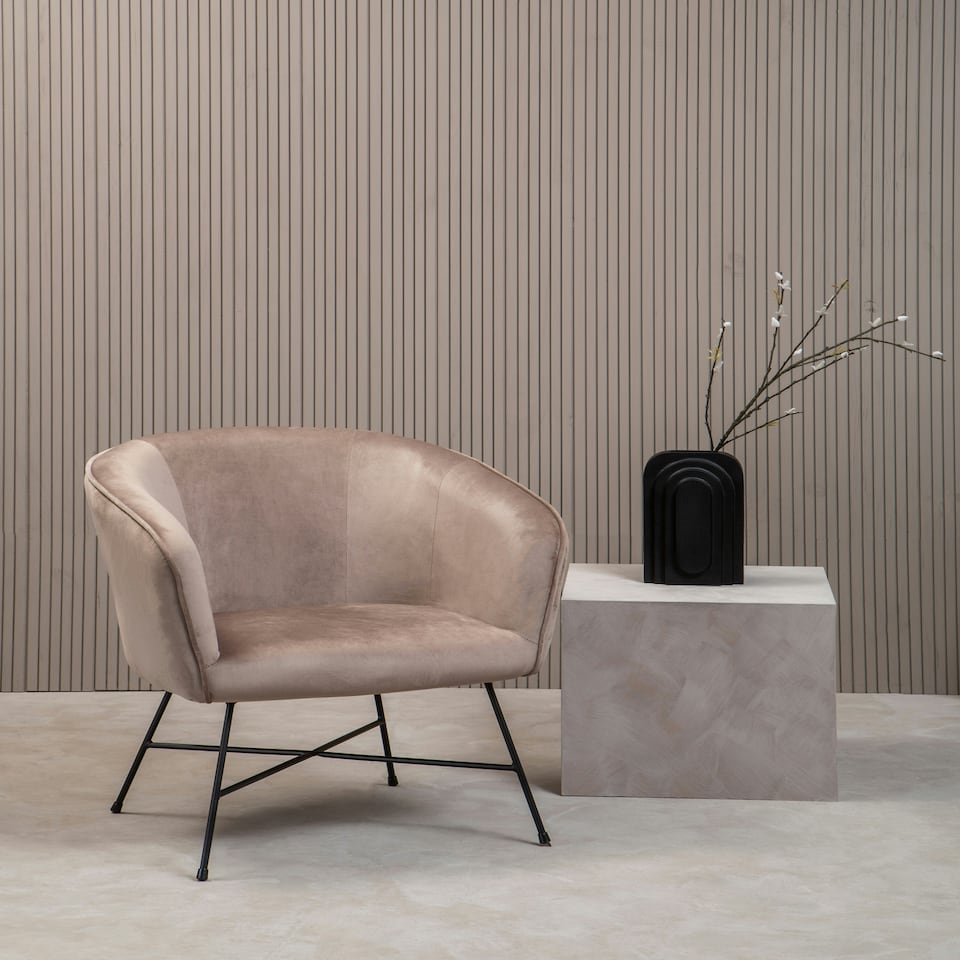 image 1 of Interiors by Premier Mink Velvet Chair, Comfy Mink Outdoor Metal Legs Velvet Chair, Effortless Cleaning Velvet Chair