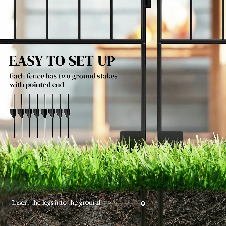 image 1 of Outsunny Decorative Garden Fencing 4PCs 43in x 11.5ft Metal Border Edging