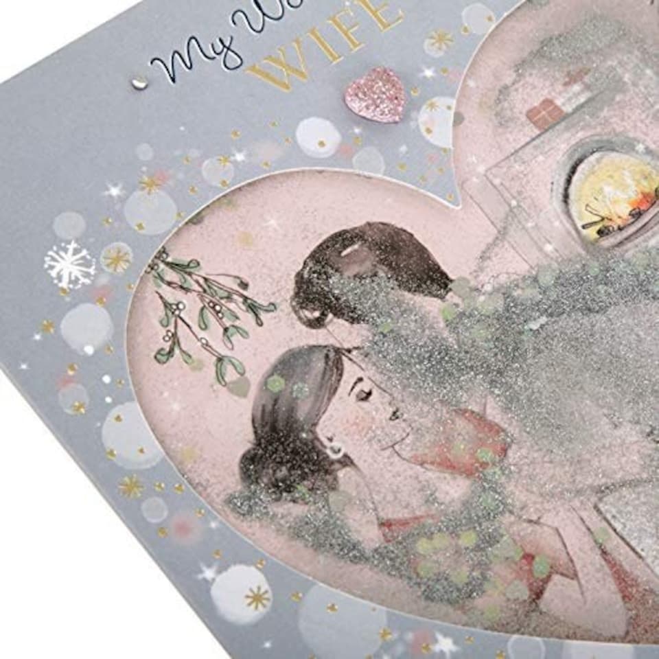 image 1 of Hallmark Large Wonderful Wife Christmas Card 'Glitter Shaker'