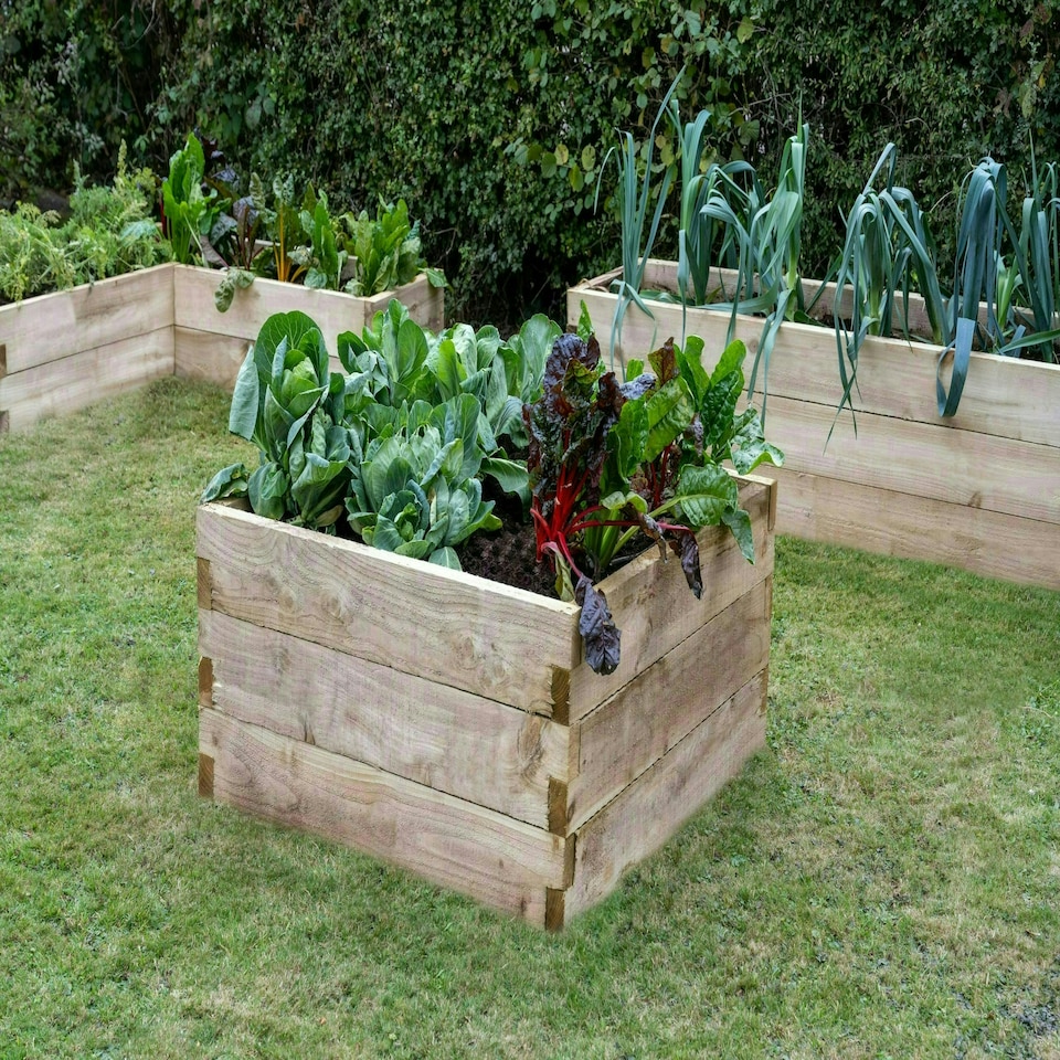image 1 of Forest Garden Caledonian Wooden Square Raised Bed 90 x 90cm