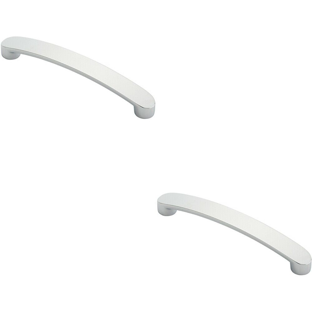 Loops 2x Flat Fronted Bow Pull Handle 140 x 12mm 128mm Fixing Centres Polished Chrome