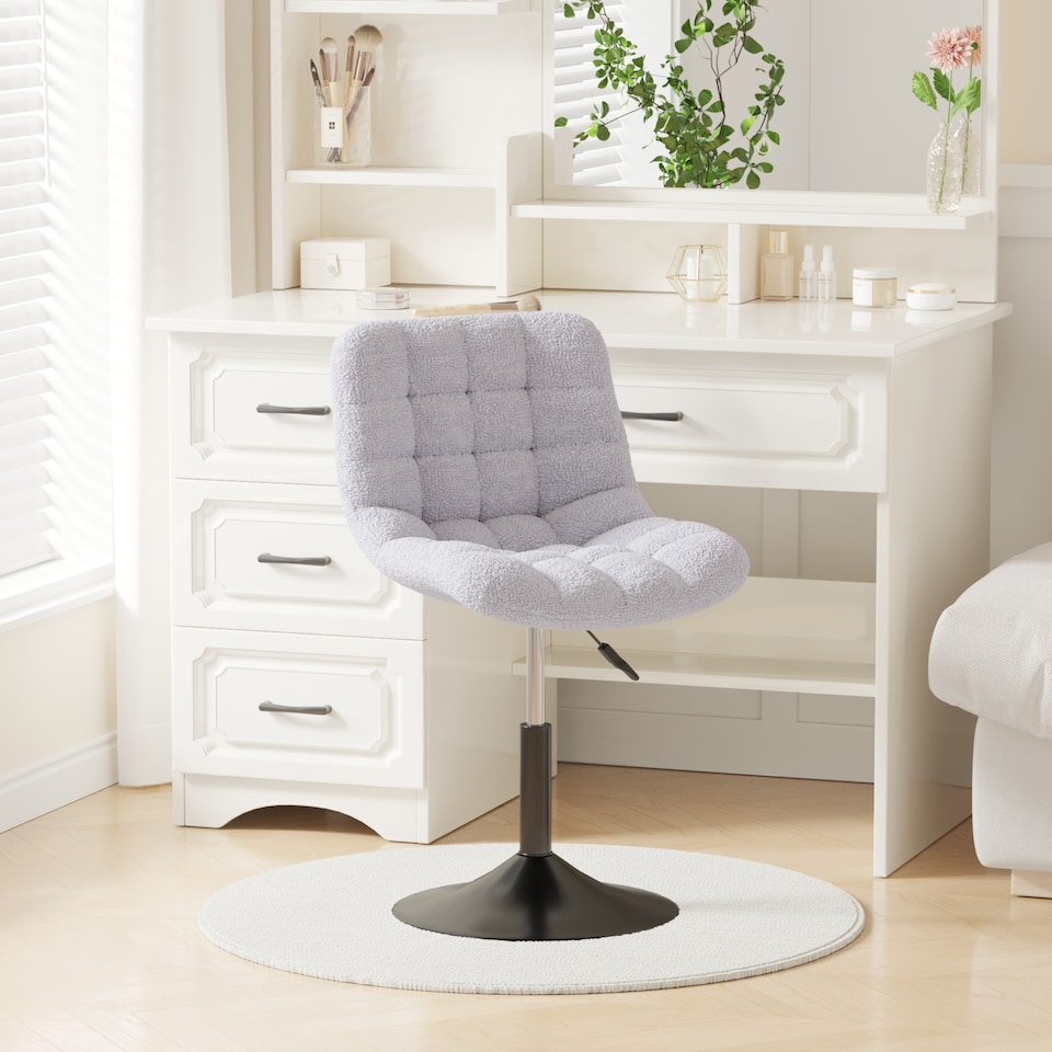 image 1 of MCC Direct Bouclé Fabric Swivel Dressing Table Chair Vanity Accent Stool Drake