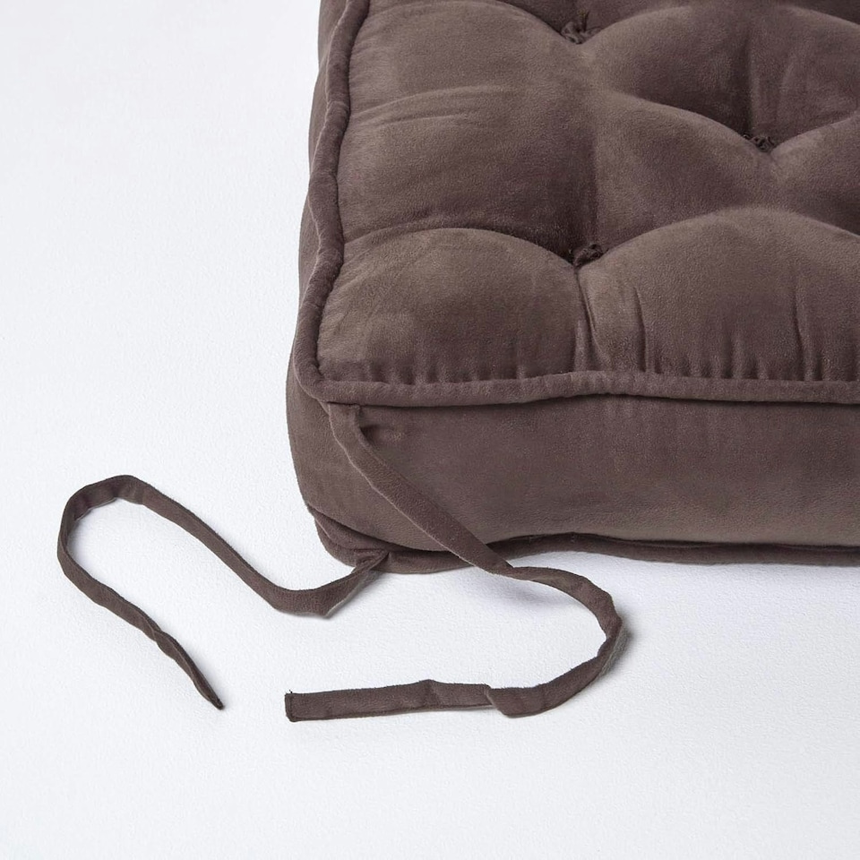 image 1 of Homescapes Chocolate Brown Faux Suede Dining Chair Booster Cushion Brown