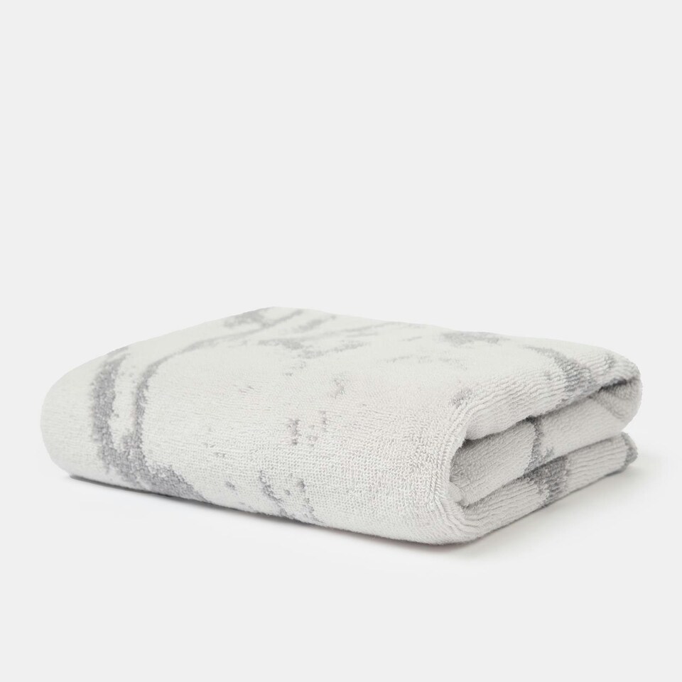 image 1 of OHS 2 Pack Luxury 100% Cotton Marble Jacquard Absorbent Quick Drying Bath Towel Grey | Bath towel