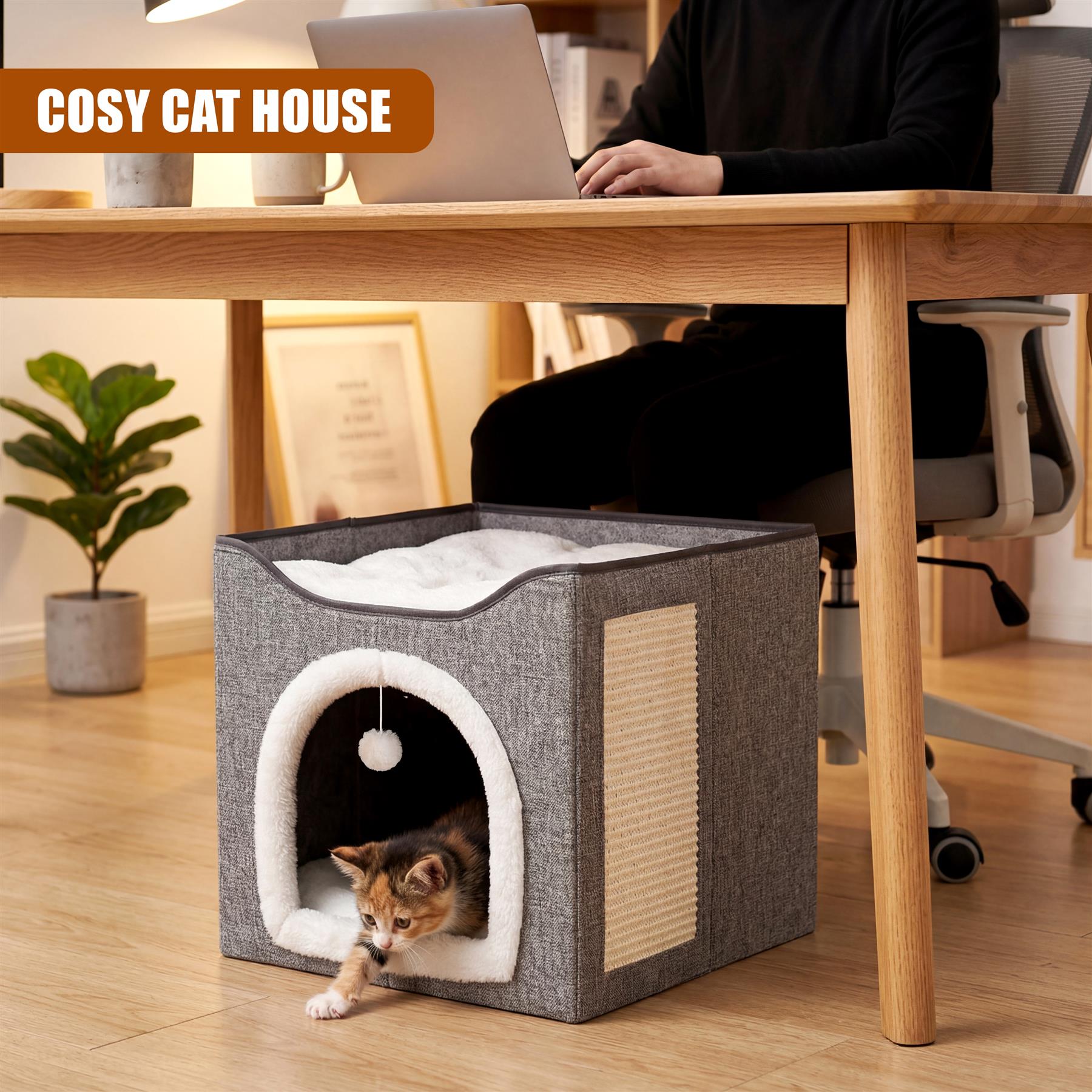 GEEZY Cat House Deluxe Indoor Pet Shelter Grey - Tesco Groceries