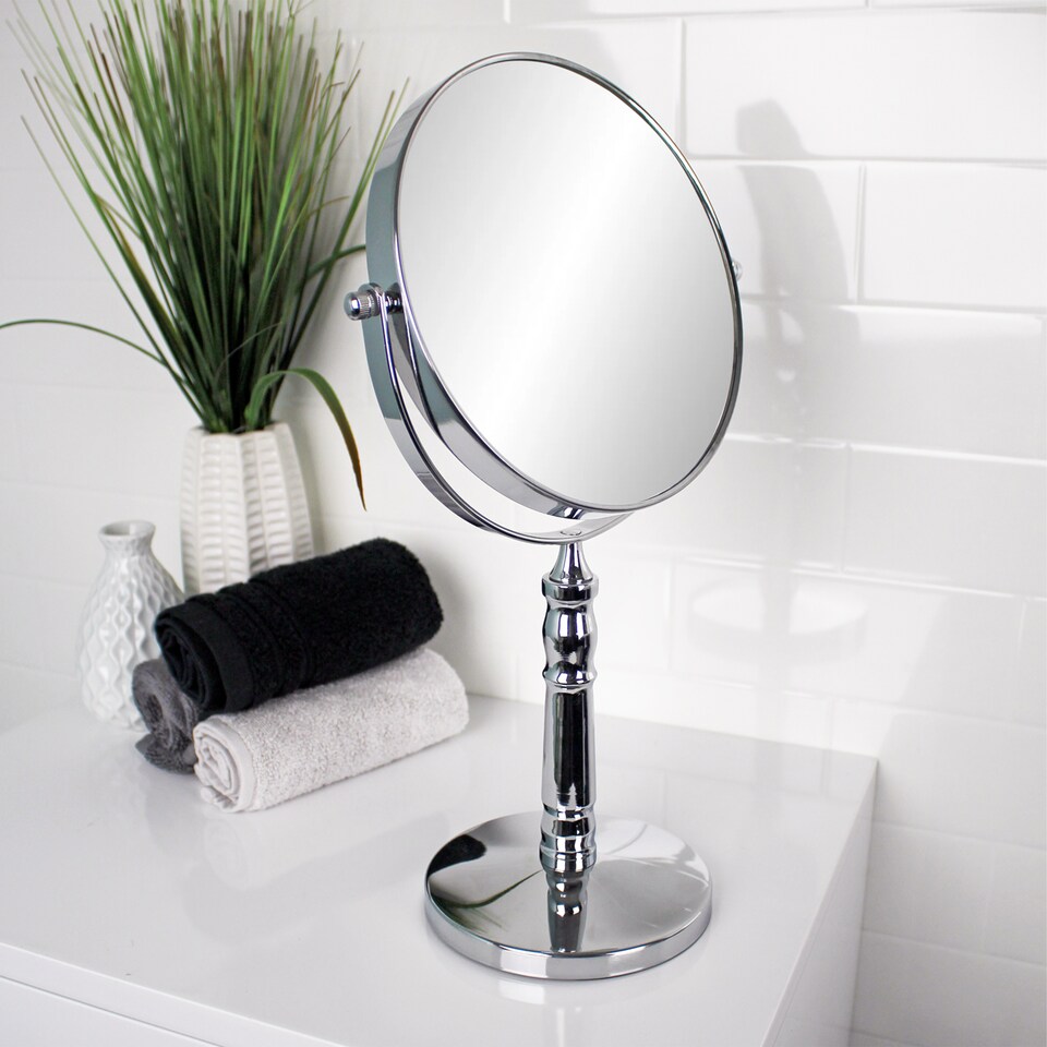image 1 of Showerdrape Rho 5x Magnifying Chrome Makeup Vanity Mirror | Silver | 1