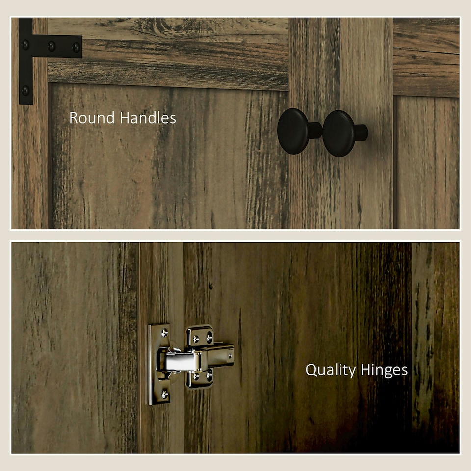 image 1 of HOMCOM Farmhouse Kitchen Cupboard, Kitchen Cabinet, Grey Wood-Effect 