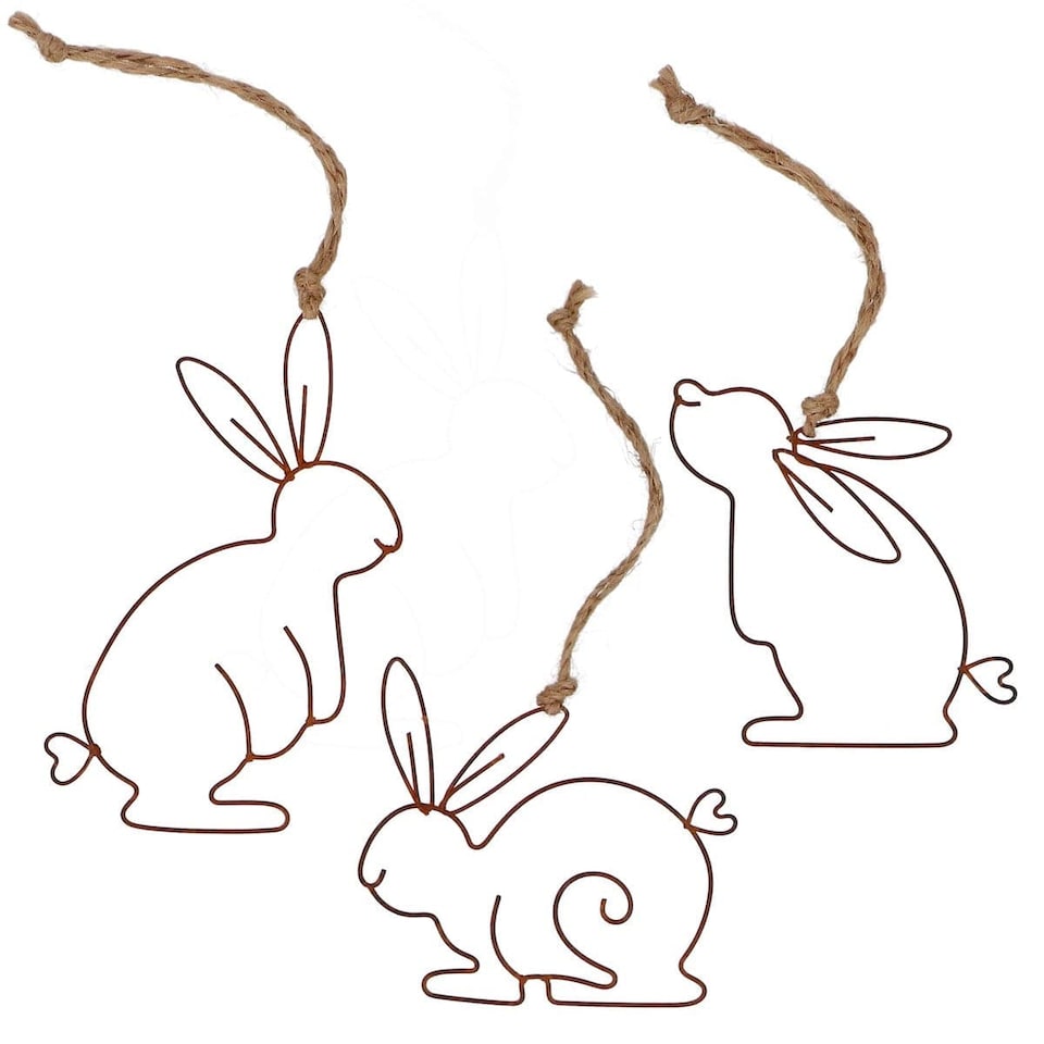 Gisela Graham Easter Set of 3 Wire Bunny Decorations