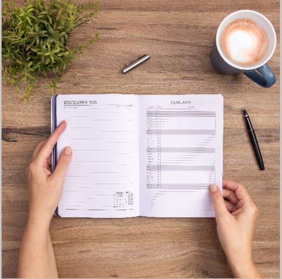 image 1 of 2026 - 2027 Academic Diary A5 Page a Day - Softcover Felix Mid Year Planner Aug 2026 to Jul 2027 | Blue | Navy