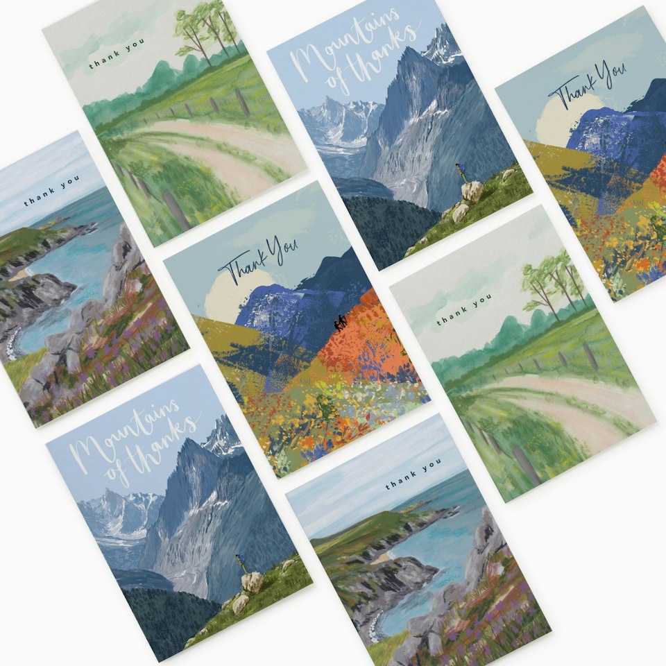 image 1 of Landscape Design Thank You Card Pack - Pack of 8 (4 Designs)