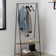 image 5 of Seaford Black Metal Clothes Rack with 2 Oak Shelves