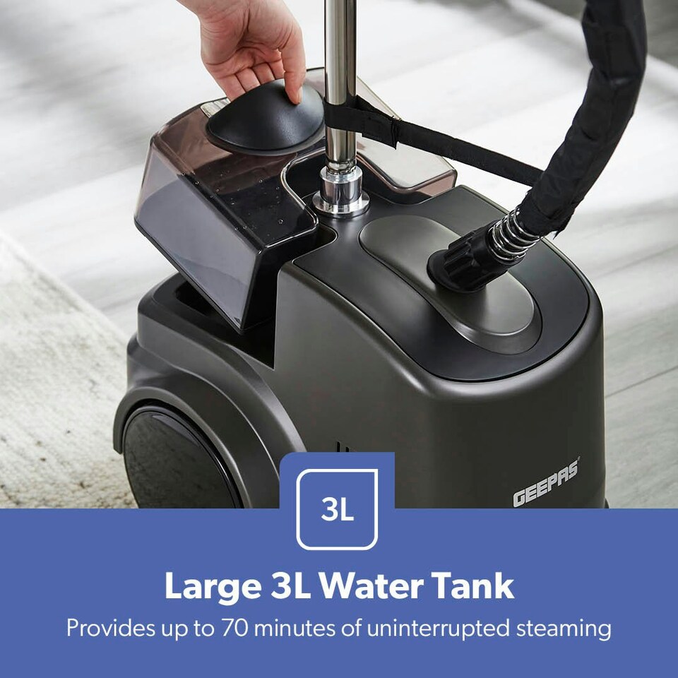 image 1 of GEEPAS 2000W Upright Garment Steamer with 46 g/min steam flow | 3L Water Tank