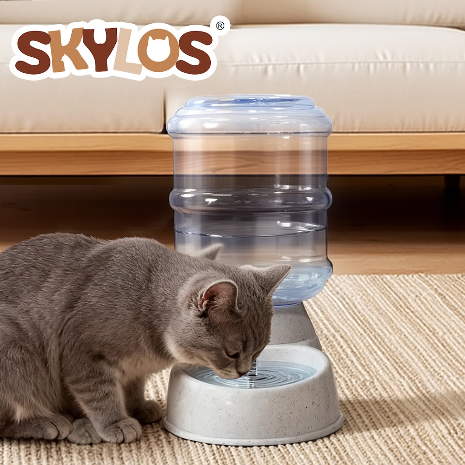 image 1 of Skylos Automatic Pet Waterer 3.5L Plastic Dispenser Station for Cat and Dog