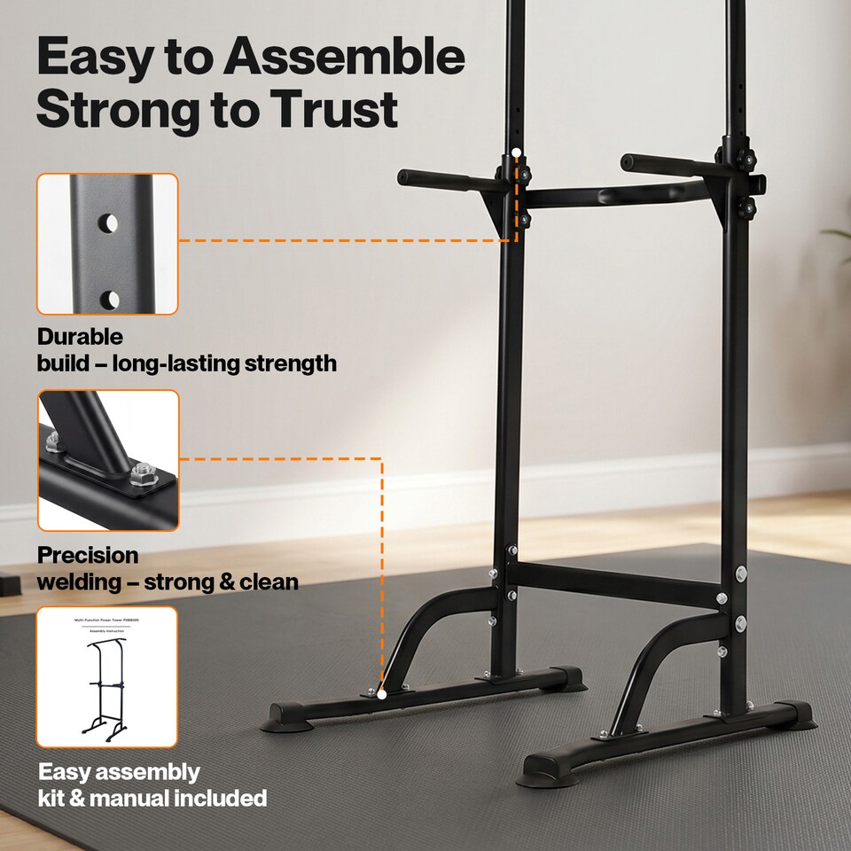 image 1 of Centra Pull Up Station, 9-Height Adjustable, 150kg Carbon Steel, Black
