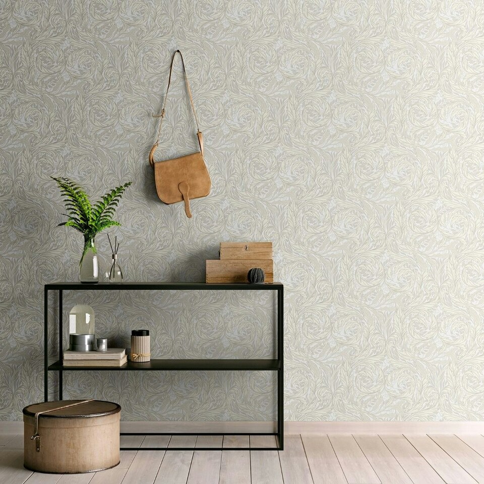 image 1 of Muriva Vale Leaf Textured Wallpaper - Cream - 10m x 0.5m Cream
