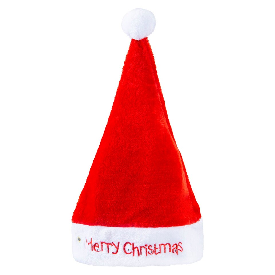 image 1 of vfm-estore Christmas Light-Up Merry Xmas Hat - Red, 30cm x 40cm