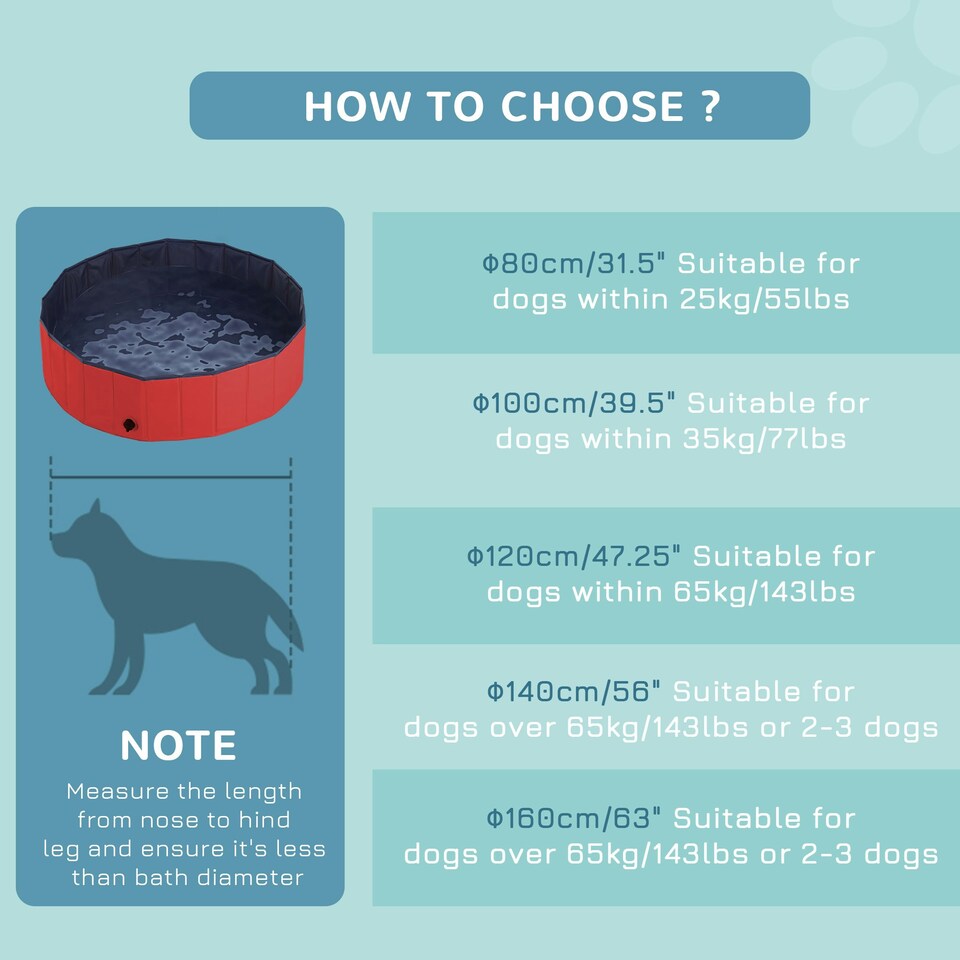 image 1 of PawHut Pet Paddling Pool Cat Dog Indoor/ Outdoor Foldable 120cm Diameter Red