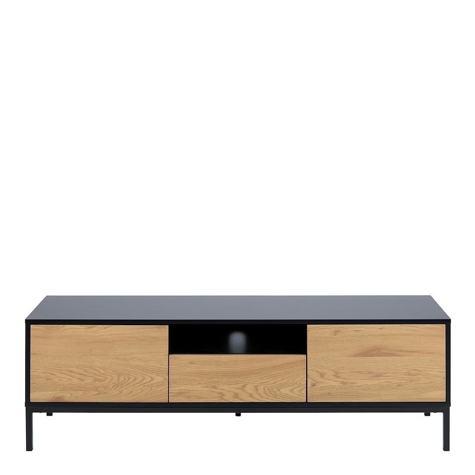 image 1 of Seaford TV Unit 2 Doors 1 Drawer in Black & Oak