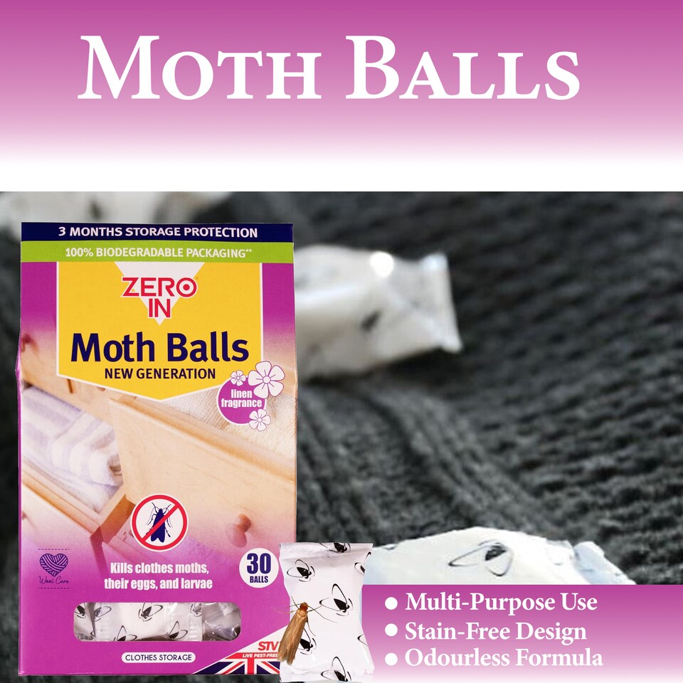 image 1 of Zero In Fabric Protection Balls for Wardrobe Drawer Storage Freshness Odor Control Long Lasting Cloth Freshener Pack of 2