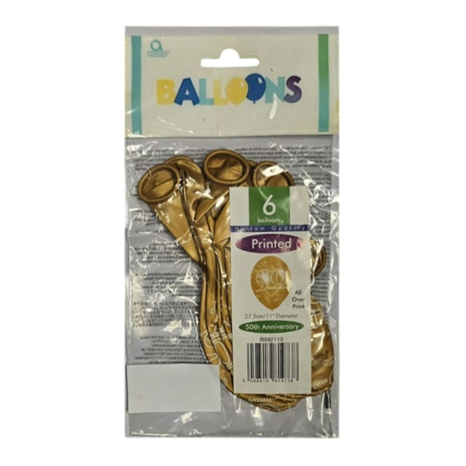 Amscan Latex Printed 50th Anniversary Balloons - Gold - One Size