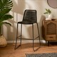 image 1 of Interiors by Premier Black Rope Bar Chair, Backrest Outdoor Iron Bar Stool, Footrest black Rope Iron Chair, Rust-free Rope Chair Black