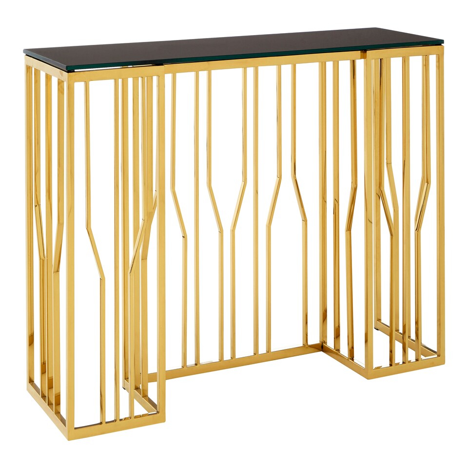 image 1 of Interiors by Premier Contemporary Hexagonal Console Table, Versatile And Robust Hallway Table, Sturdy Modern Console Table Gold