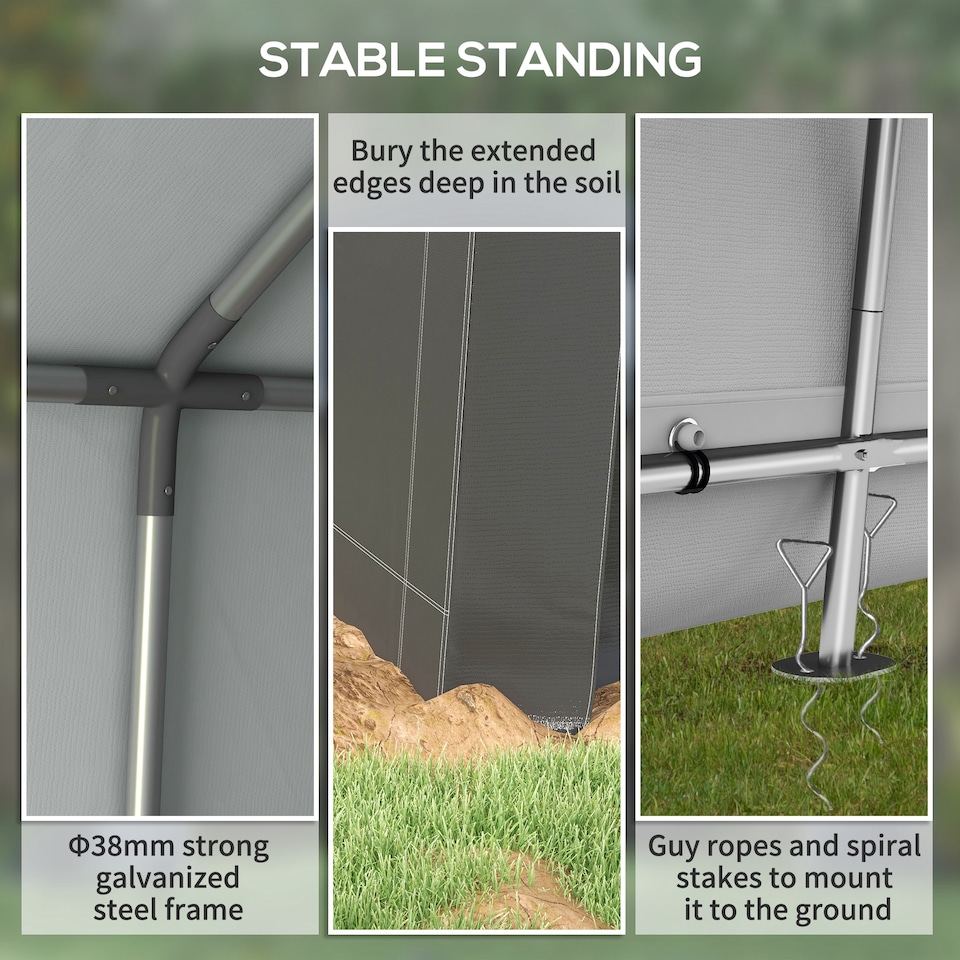 image 1 of Outsunny 3 x 3(m) Portable Shed, Waterproof and Heavy Duty Dark Grey