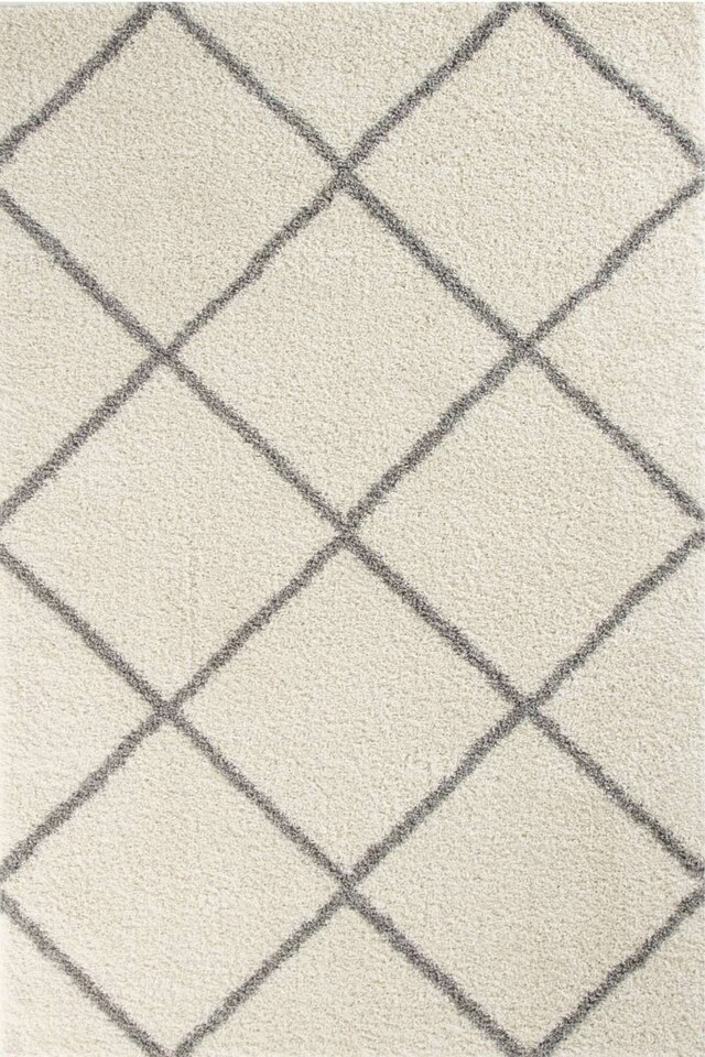 image 1 of The Rugs Moroccan Collection Soft High Pile Shaggy Diamond Floor Rugs and Runners Living Room