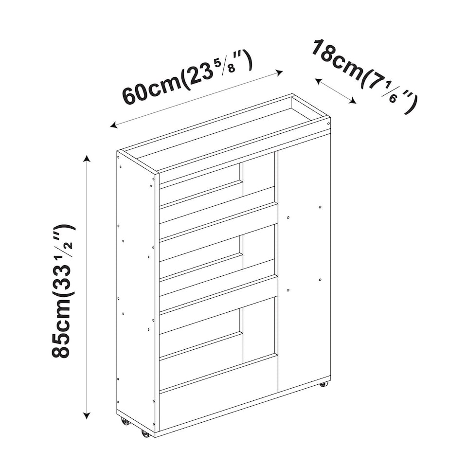 Slim Wooden Kitchen Storage Trolley